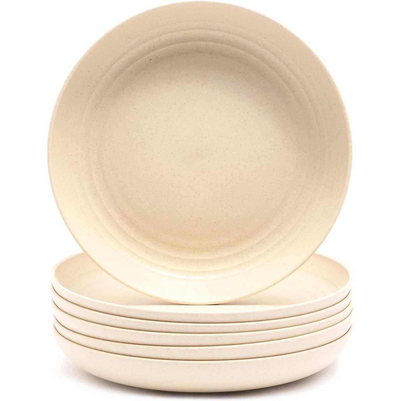 6-Pack Wheat Straw Plates 8.75 Unbreakable Dishwasher & Microwave Safe  Eco-Friendly Tableware, Beige